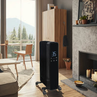 HKM-436755 Oil-Filled Radiator Heater with Adjustable Thermostat and Remote Control, 2000W, Wall-Mounted with Overheat Protection