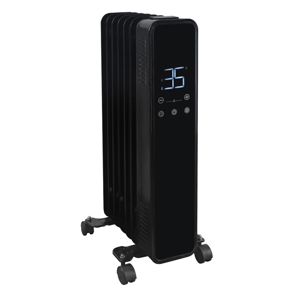 HKM-436755 Oil-Filled Radiator Heater with Adjustable Thermostat and Remote Control, 2000W, Wall-Mounted with Overheat Protection