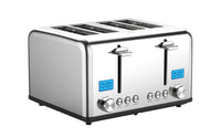 HKM-436883 Stainless Steel Electric 4-Slice Toaster with 6 Browning Settings for Smart Kitchen Use
