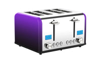HKM-436883 Stainless Steel Electric 4-Slice Toaster with 6 Browning Settings for Smart Kitchen Use