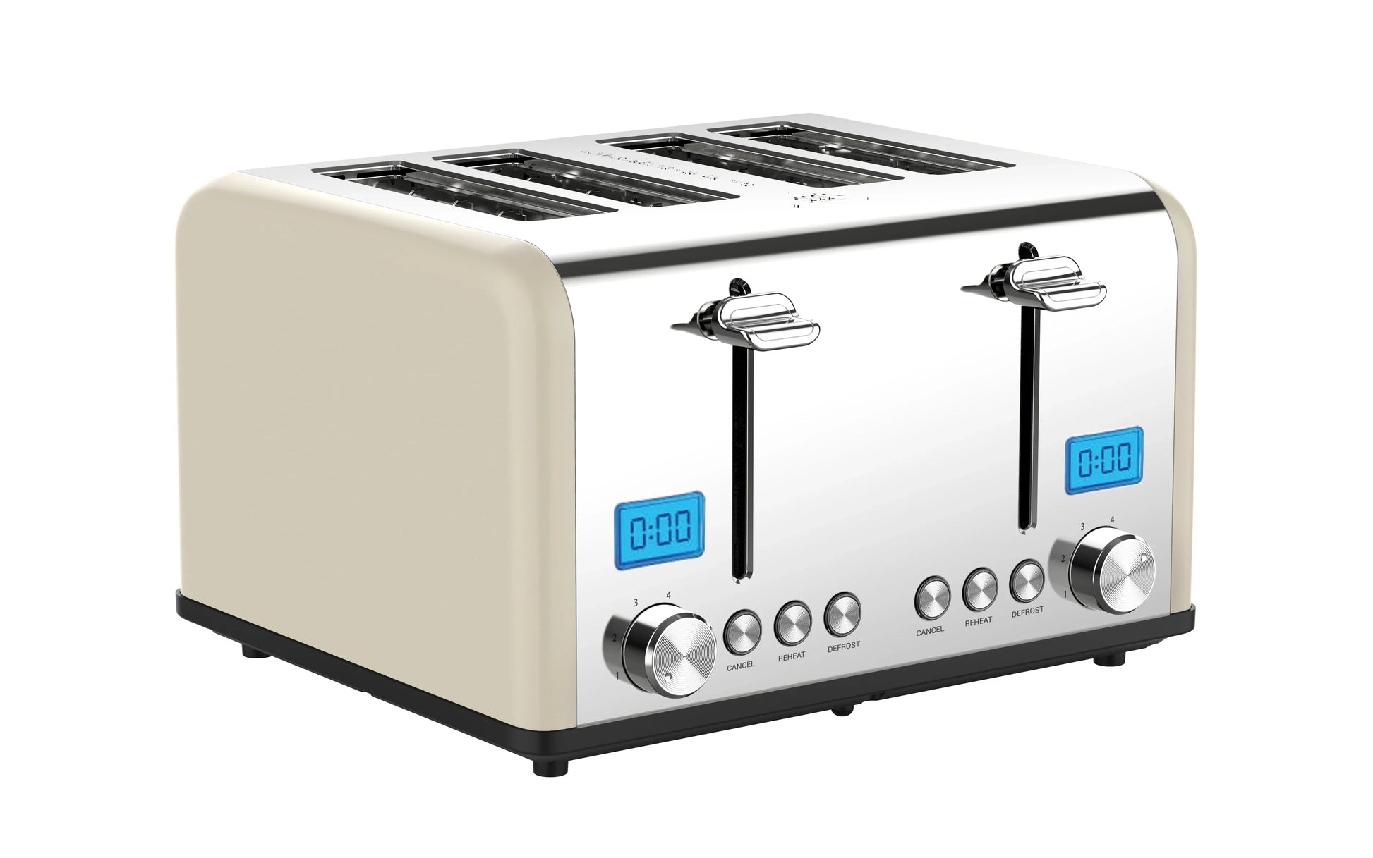 HKM-436883 Stainless Steel Electric 4-Slice Toaster with 6 Browning Settings for Smart Kitchen Use