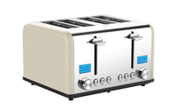 HKM-436883 Stainless Steel Electric 4-Slice Toaster with 6 Browning Settings for Smart Kitchen Use
