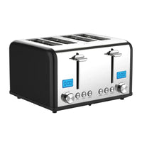 HKM-436883 Stainless Steel Electric 4-Slice Toaster with 6 Browning Settings for Smart Kitchen Use