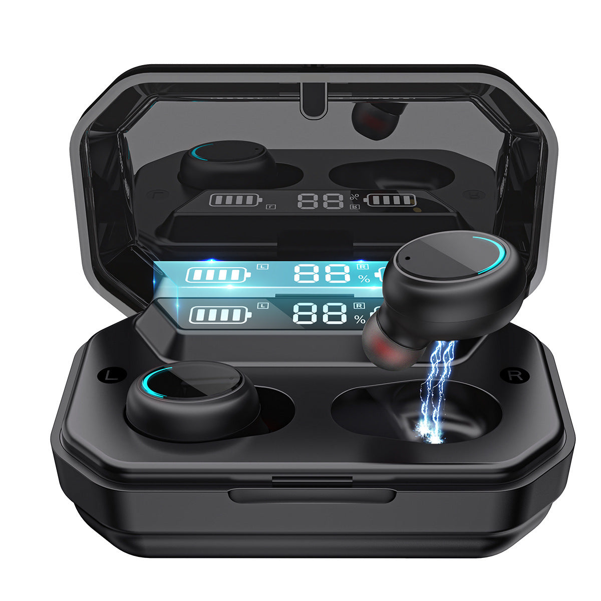 HKM-436883 Wireless Digital Display TWS Headset with Breathing Light - Bluetooth 5.0, 10m Range, 4-6 Hours Playtime