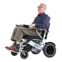 HKM-437011 Electric Wheelchair with Shock Absorption, Aluminum Alloy Frame, Removable Battery, Silver Finish