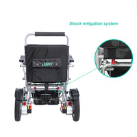 HKM-437011 Electric Wheelchair with Shock Absorption, Aluminum Alloy Frame, Removable Battery, Silver Finish