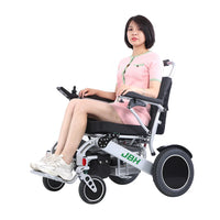 HKM-437011 Electric Wheelchair with Shock Absorption, Aluminum Alloy Frame, Removable Battery, Silver Finish