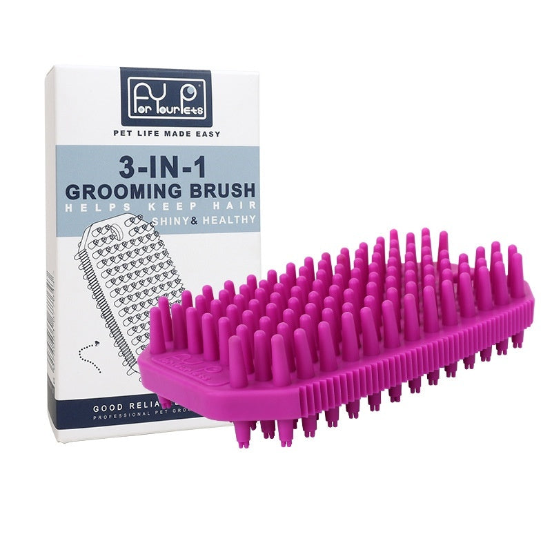 HKM-4370493 Pet Bath Massage Comb for Dogs - TPR Dual Use Hair Removal Brush in Multiple Colors