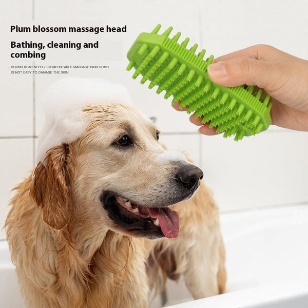 HKM-4370493 Pet Bath Massage Comb for Dogs - TPR Dual Use Hair Removal Brush in Multiple Colors