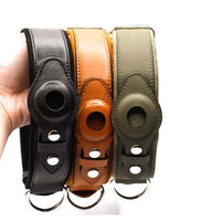 HKM-4370877 Leather Dog Collar with Location Tracker - Black, Army Green, Orange, Sizes S to L