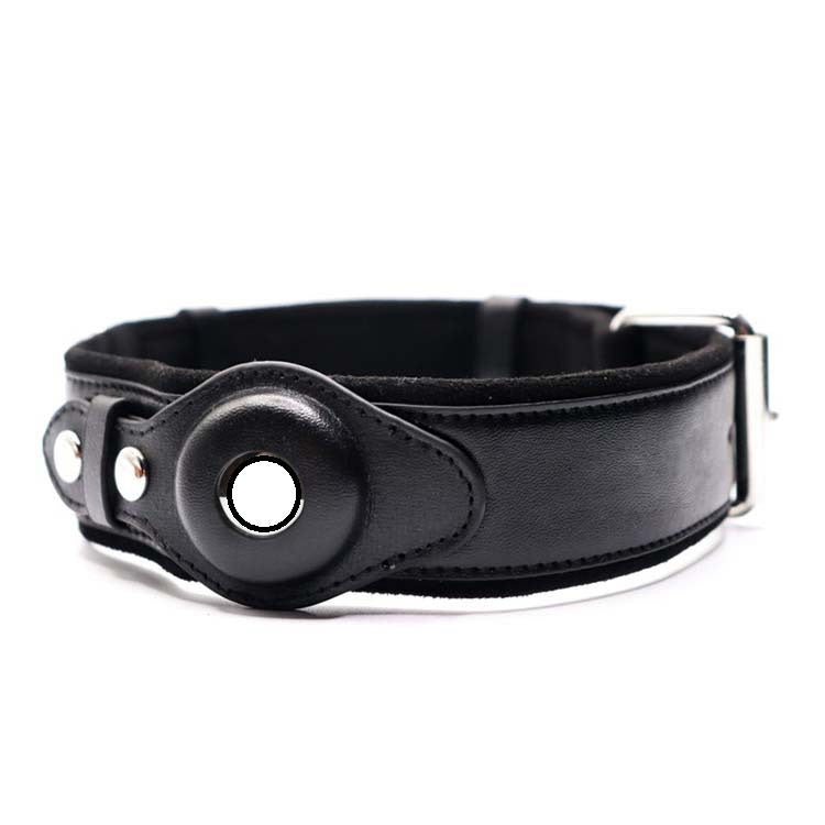 HKM-4370877 Leather Dog Collar with Location Tracker - Black, Army Green, Orange, Sizes S to L