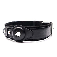 HKM-4370877 Leather Dog Collar with Location Tracker - Black, Army Green, Orange, Sizes S to L
