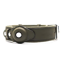 HKM-4370877 Leather Dog Collar with Location Tracker - Black, Army Green, Orange, Sizes S to L