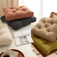HKM-437203 Japanese Cotton and Linen Solid Color Cushion, Thickened Anti-Skid Design - 43x43cm