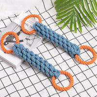HKM-4372157 Durable Double-Ring Cotton Knot Chew Toy for Dogs - Tooth Cleaning Braided Rope Teething Toy