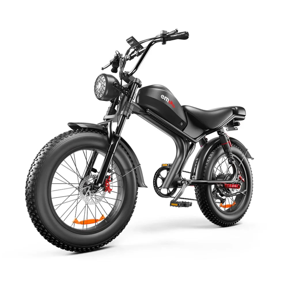 HKM-437459 Electric Fat Tire Bike with 7-Speed Gears, Integrated Battery, and Disc Brakes - 750W Rear Hub Motor, 48V C93 Model