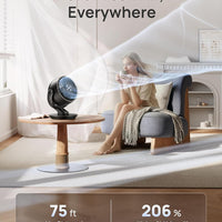 HKM-4377939 13-Inch Oscillating Table Air Circulator Fan with Remote, 120° Tilt Adjustment, 25dB Quiet Operation, 4 Speed Settings, 75ft Airflow