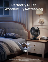 HKM-4377939 13-Inch Oscillating Table Air Circulator Fan with Remote, 120° Tilt Adjustment, 25dB Quiet Operation, 4 Speed Settings, 75ft Airflow