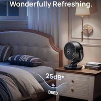 HKM-4377939 13-Inch Oscillating Table Air Circulator Fan with Remote, 120° Tilt Adjustment, 25dB Quiet Operation, 4 Speed Settings, 75ft Airflow