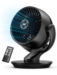 HKM-4377939 13-Inch Oscillating Table Air Circulator Fan with Remote, 120° Tilt Adjustment, 25dB Quiet Operation, 4 Speed Settings, 75ft Airflow