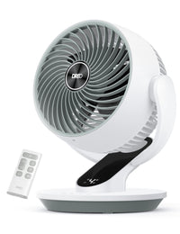 HKM-4377939 13-Inch Oscillating Table Air Circulator Fan with Remote, 120° Tilt Adjustment, 25dB Quiet Operation, 4 Speed Settings, 75ft Airflow