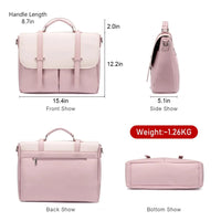HKM-437843 15.6 Inches Multi-Pocket Leather Laptop Tote Bag for Women – Versatile Work and Shoulder Briefcase