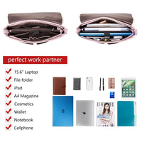 HKM-437843 15.6 Inches Multi-Pocket Leather Laptop Tote Bag for Women – Versatile Work and Shoulder Briefcase