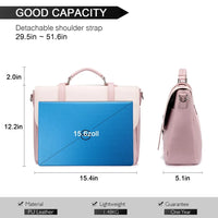 HKM-437843 15.6 Inches Multi-Pocket Leather Laptop Tote Bag for Women – Versatile Work and Shoulder Briefcase