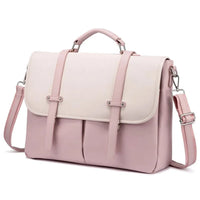 HKM-437843 15.6 Inches Multi-Pocket Leather Laptop Tote Bag for Women – Versatile Work and Shoulder Briefcase