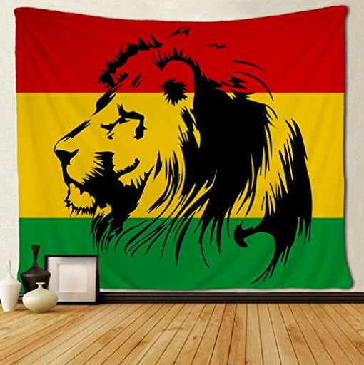 HKM-437843 Reggae Flag Lion Tapestry - European Style Polyester Wall Hanging & Tablecloth