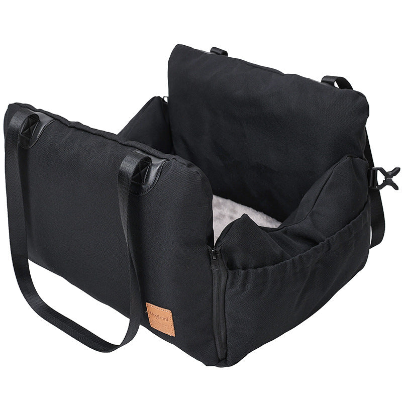 HKM-4378685 Portable Airbag Pet Bed for Vehicles ¨C Black and Grey Polyester Nest
