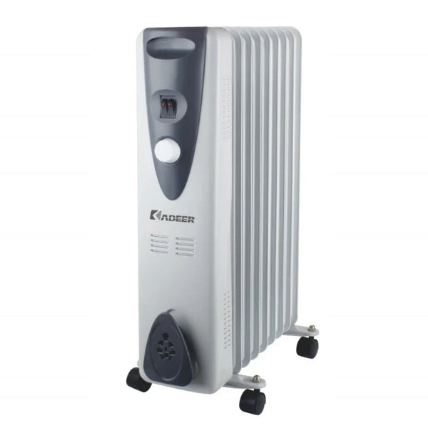 HKM-437907 Oil-Filled Radiator Heater with Adjustable Thermostat and Safety Features, 1500W, for Indoor Heating