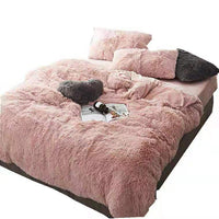 HKM-437971 Korean Cloud Mink Velvet Coral Velvet Bedding Set - 4-Piece Thick Warm Winter Comforter