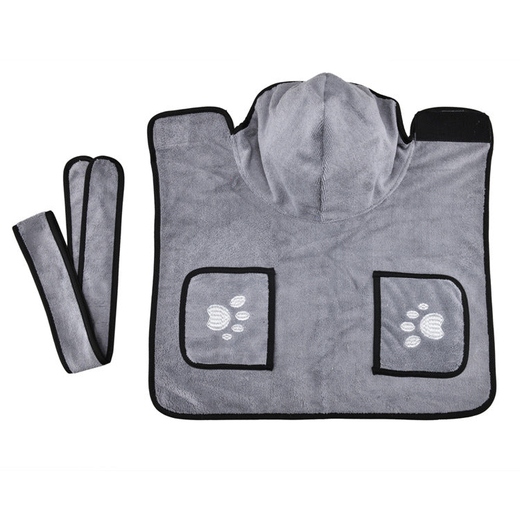 HKM-4380093 Super Absorbent Dog Towel Bathrobe for Medium and Large Dogs - Adjustable Fit and Easy Wear