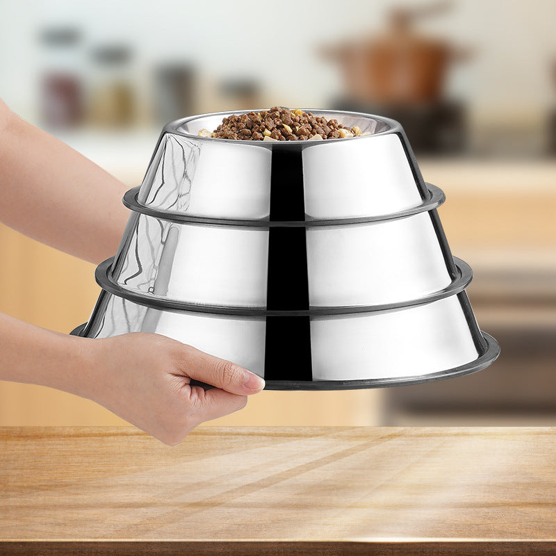 HKM-4380605 Stainless Steel Non-Slip Dog Bowl - Anti-Fall Design for Pets