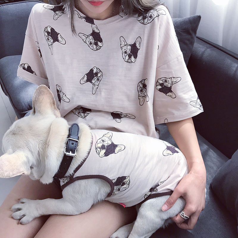 HKM-4382781 Cartoon Cat Costume Vest for Small Dogs & Cats - Bamboo Cotton, White/Rice, Sizes S-4XL