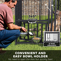 HKM-4384061 Spacious Outdoor Dog Kennel with Adjustable Feeding Bowls and Waterproof Cover, 7.9' x 4' x 6'