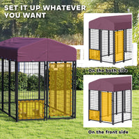 HKM-4384061 Spacious Outdoor Dog Kennel with Adjustable Feeding Bowls and Waterproof Cover, 7.9' x 4' x 6'