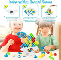 HKM-438419 64-Piece Tetra Tower Balance Stacking Blocks Game for Family Fun and Travel