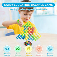 HKM-438419 64-Piece Tetra Tower Balance Stacking Blocks Game for Family Fun and Travel