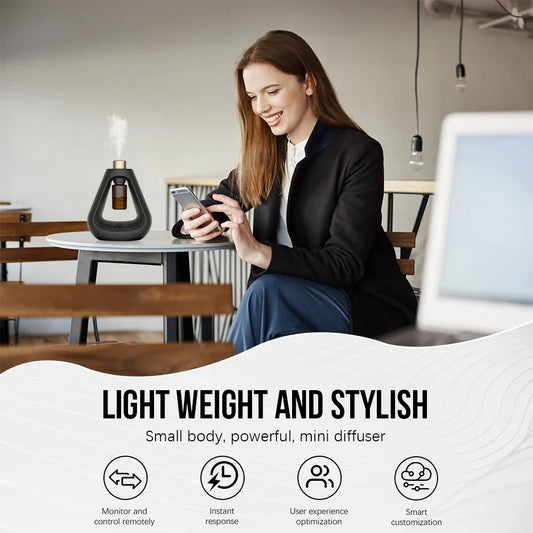 HKM-438483 Mini Pure Nebulizing Essential Oil Aroma Diffuser - Portable Waterless Humidifier for Home Use