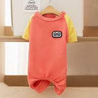 HKM-4384957 Cozy Fleece Pet Jumpsuits for Small Dogs and Cats - Cute Cartoon Patch Design