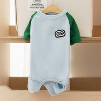 HKM-4384957 Cozy Fleece Pet Jumpsuits for Small Dogs and Cats - Cute Cartoon Patch Design