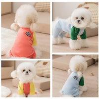HKM-4384957 Cozy Fleece Pet Jumpsuits for Small Dogs and Cats - Cute Cartoon Patch Design