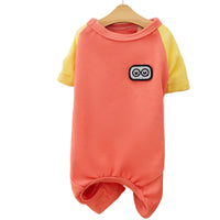 HKM-4384957 Cozy Fleece Pet Jumpsuits for Small Dogs and Cats - Cute Cartoon Patch Design
