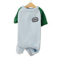HKM-4384957 Cozy Fleece Pet Jumpsuits for Small Dogs and Cats - Cute Cartoon Patch Design