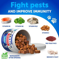 HKM-4386237 Natural Flea and Tick Prevention Soft Chews for Cats and Kittens, Daily Vitamin Supplement, 135 Treats