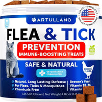 HKM-4386237 Natural Flea and Tick Prevention Soft Chews for Cats and Kittens, Daily Vitamin Supplement, 135 Treats