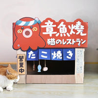 HKM-4386365 Japanese Style Cat Scratch Board with Grilled Octopus Ball Design