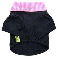 HKM-4386749 Small Dog Teddy Printed Plaid Collar T-Shirt - Black/Pink, Black/Yellow, Black/Blue